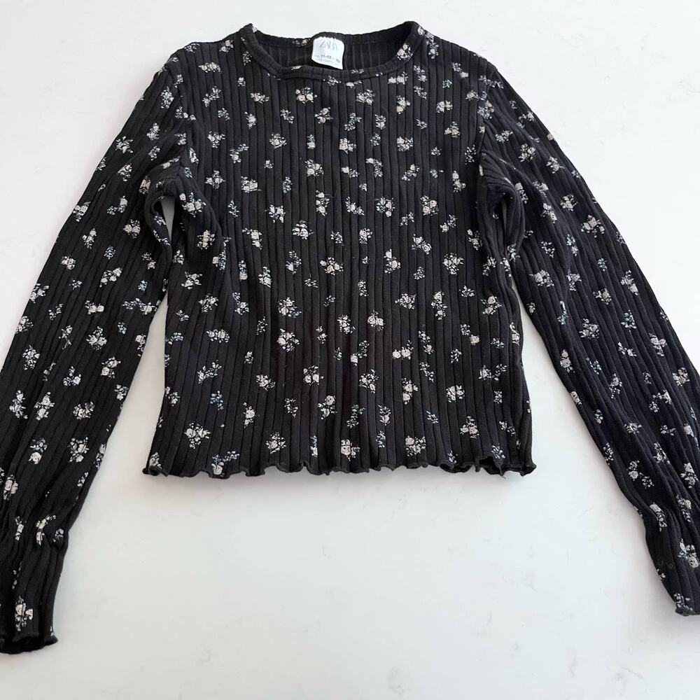 Zara girls ribbed floral top size 11/12 - Picture 2 of 7